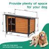 46"Dog House Outdoor & Indoor Wooden Dog Kennel for Winter with Raised Feet Weatherproof for Large Dogs(Gold red and black)PVC waterproof roof(L)