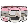 Foldable Dog Playpen with Carrying Bag Pink 49.2"x49.2"x24"